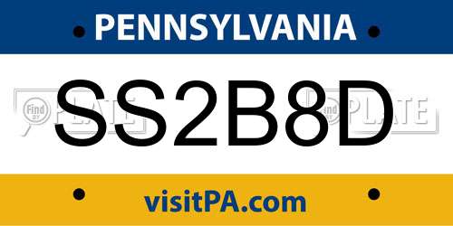 SS2B8D Pennsylvania License Plate