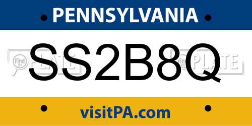 SS2B8Q Pennsylvania License Plate