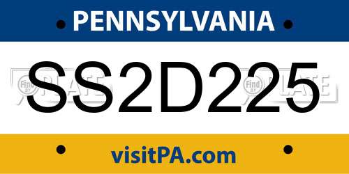 SS2D225 Pennsylvania License Plate