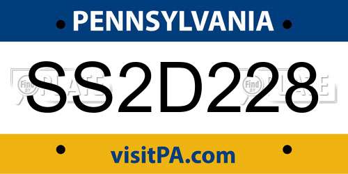 SS2D228 Pennsylvania License Plate