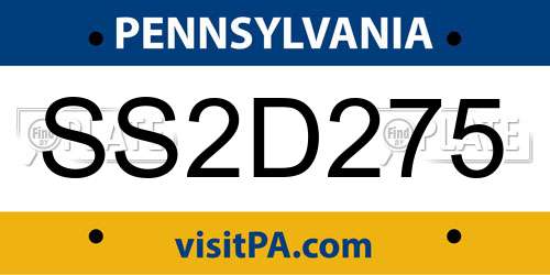 SS2D275 Pennsylvania License Plate