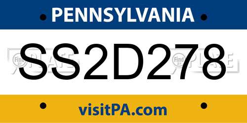 SS2D278 Pennsylvania License Plate