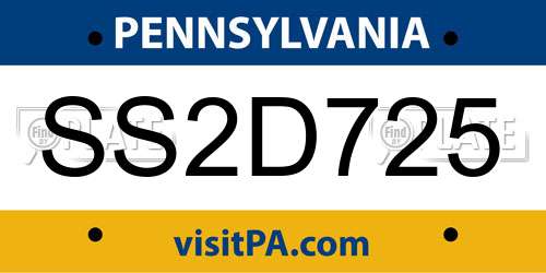 SS2D725 Pennsylvania License Plate