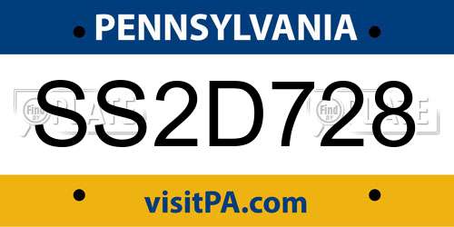 SS2D728 Pennsylvania License Plate