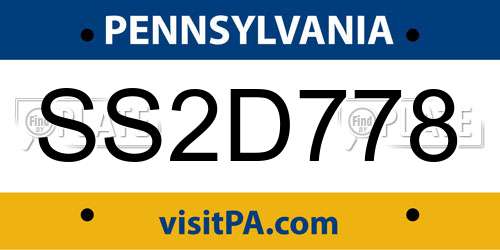 SS2D778 Pennsylvania License Plate
