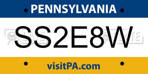 SS2E8W Pennsylvania License Plate