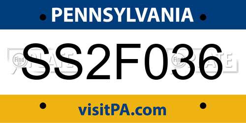 SS2F036 Pennsylvania License Plate