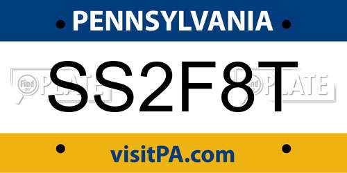 SS2F8T Pennsylvania License Plate