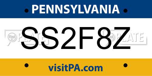 SS2F8Z Pennsylvania License Plate