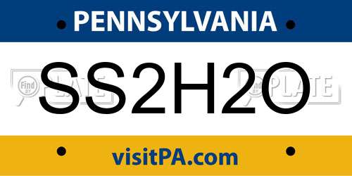 SS2H2O Pennsylvania License Plate