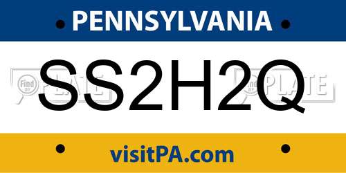 SS2H2Q Pennsylvania License Plate