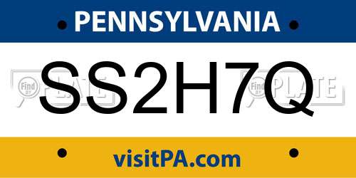 SS2H7Q Pennsylvania License Plate