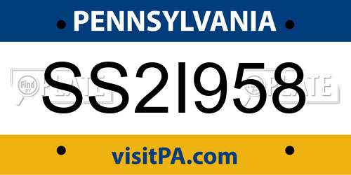SS2I958 Pennsylvania License Plate