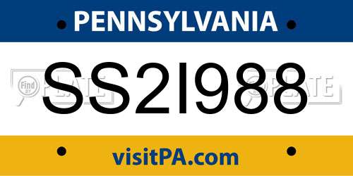 SS2I988 Pennsylvania License Plate