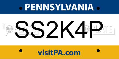 SS2K4P Pennsylvania License Plate