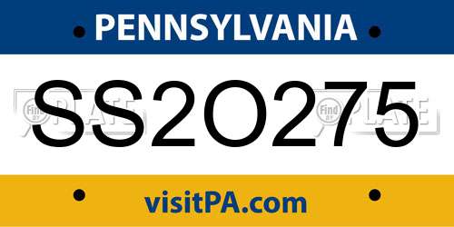 SS2O275 Pennsylvania License Plate