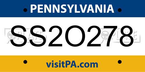 SS2O278 Pennsylvania License Plate