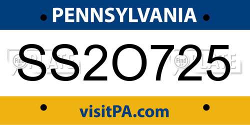 SS2O725 Pennsylvania License Plate