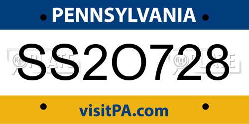 SS2O728 Pennsylvania License Plate