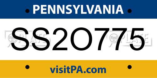 SS2O775 Pennsylvania License Plate