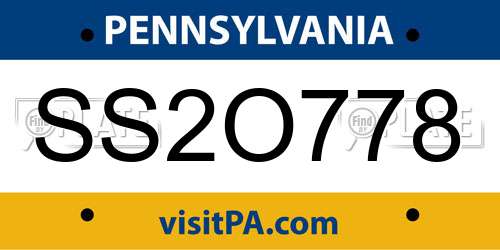 SS2O778 Pennsylvania License Plate