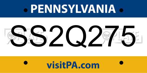 SS2Q275 Pennsylvania License Plate
