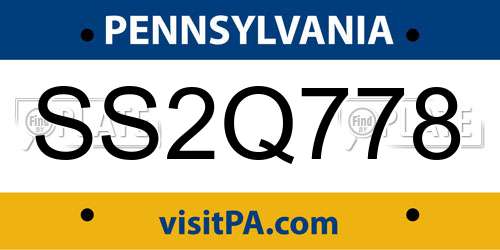 SS2Q778 Pennsylvania License Plate