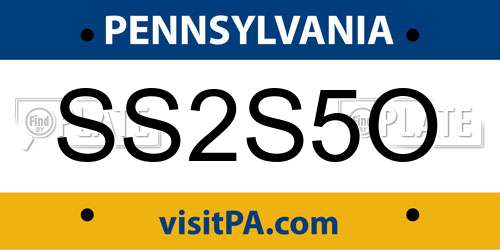 SS2S5O Pennsylvania License Plate