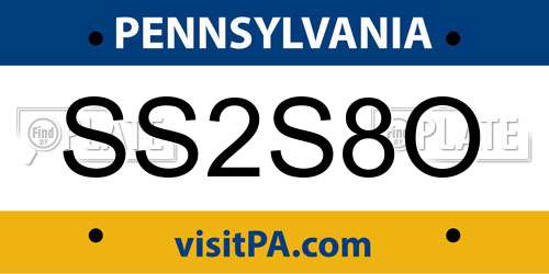 SS2S8O Pennsylvania License Plate