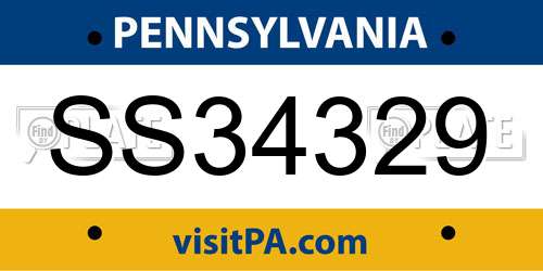 SS34329 Pennsylvania License Plate