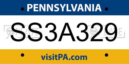 SS3A329 Pennsylvania License Plate