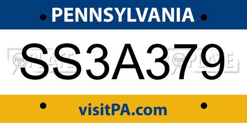 SS3A379 Pennsylvania License Plate