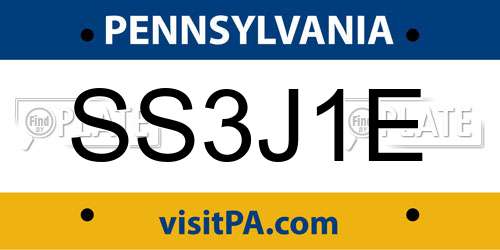 SS3J1E Pennsylvania License Plate