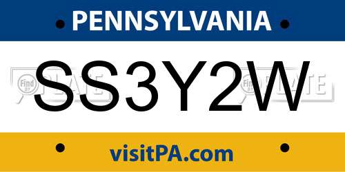 SS3Y2W Pennsylvania License Plate