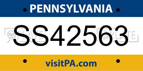 SS42563 Pennsylvania License Plate