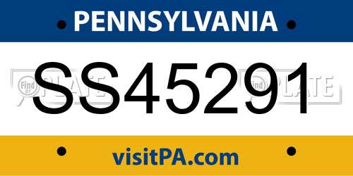 SS45291 Pennsylvania License Plate