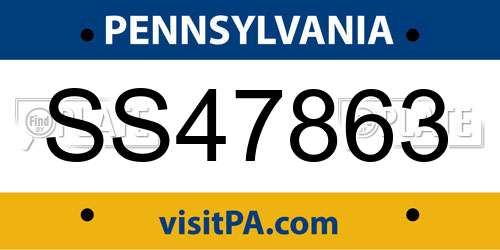 SS47863 Pennsylvania License Plate