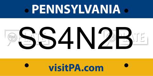 SS4N2B Pennsylvania License Plate