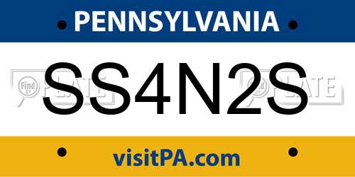 SS4N2S Pennsylvania License Plate