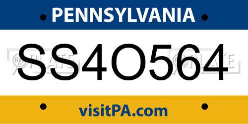 SS4O564 Pennsylvania License Plate
