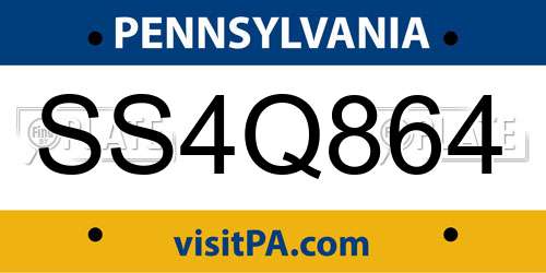 SS4Q864 Pennsylvania License Plate