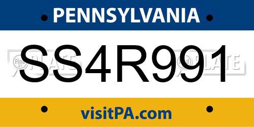 SS4R991 Pennsylvania License Plate