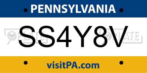 SS4Y8V Pennsylvania License Plate