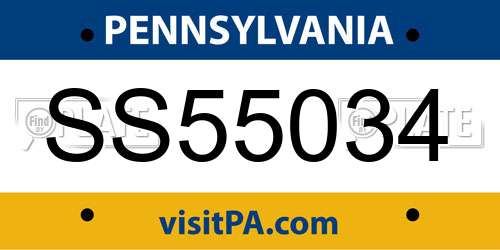 SS55034 Pennsylvania License Plate
