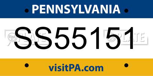 SS55151 Pennsylvania License Plate
