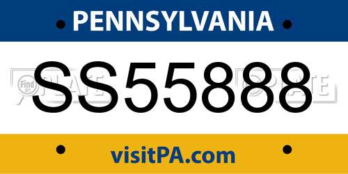 SS55888 Pennsylvania License Plate