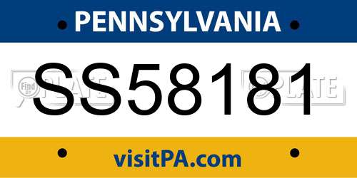 SS58181 Pennsylvania License Plate