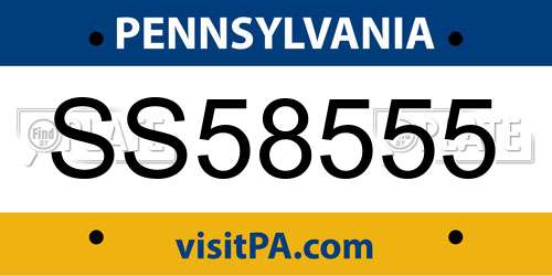 SS58555 Pennsylvania License Plate