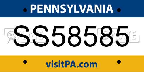 SS58585 Pennsylvania License Plate