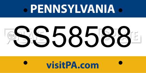 SS58588 Pennsylvania License Plate